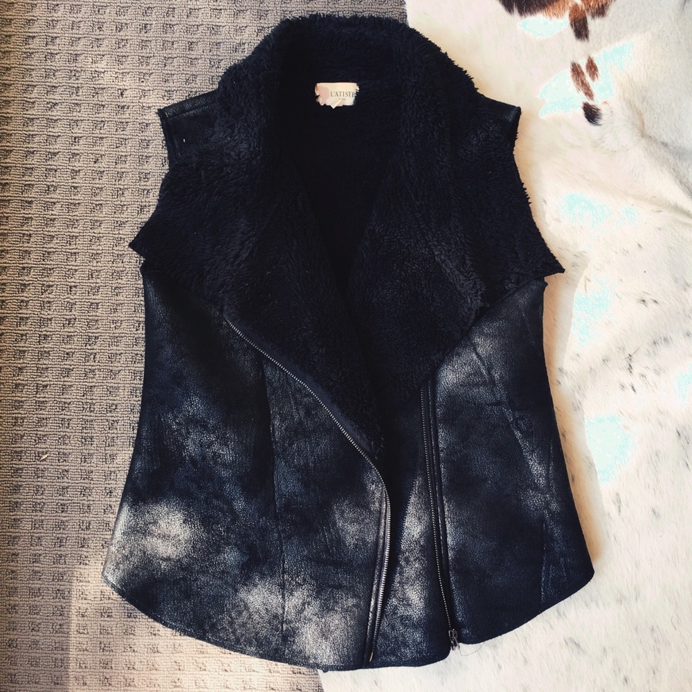 Faux leather fur vest